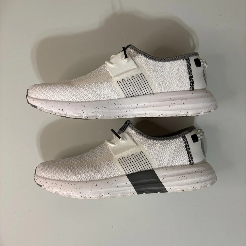 Hey Dude Women Sirocco White Sport Stripe Slip On Sneakers Size 11 Walking Shoes